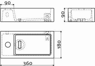 Clou Flush 3 fontein 360x180x90MM links wit CL/03.03032